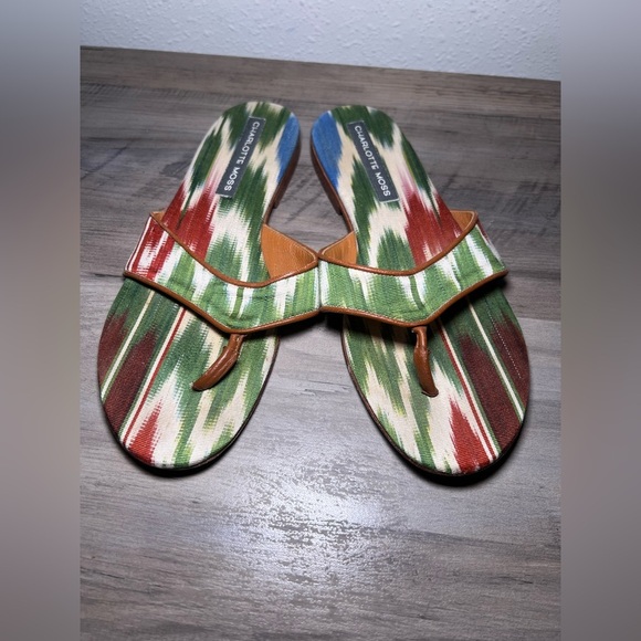 Charlotte Moss Vero Cuoio Women's Flat Sandals Genuine Leather Sole,SZ 7,Vintage - Picture 3 of 5